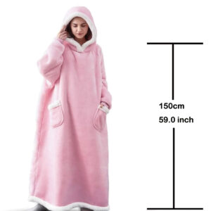 Winter Hoodies Sweatshirt Thick Warm Fleece Giant TV Oversized Wearable Blanket with Flannel Sleeves Hooded Blanket