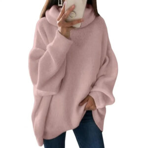 2022 Women Sweater Oversized Turtleneck Pile Collar Autumn Winter Long Sweater Loose Pullover Stretchy Knitwear suéteres свитер